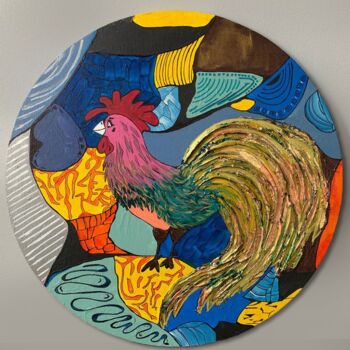 Malerei mit dem Titel "The Golden Cockerel" von Alexandra Yakunina, Original-Kunstwerk, Acryl