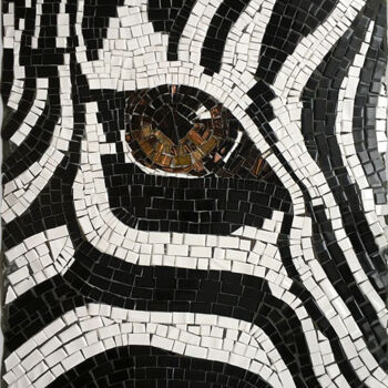Sculpture intitulée "Zebra in nature" par Alexandra Yakunina, Œuvre d'art originale, Céramique