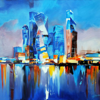 Malerei mit dem Titel "CITY" von Alexandra Yaremenko, Original-Kunstwerk, Öl