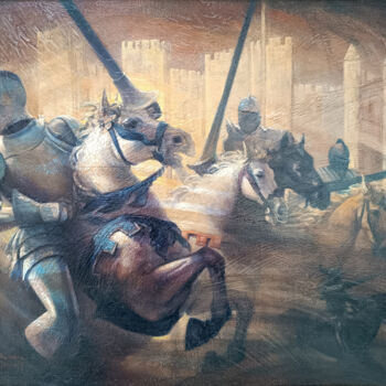 Painting titled "Carrousel" by Alexandre Barberà-Ivanoff, Original Artwork, Oil Mounted on Wood Stretcher frame