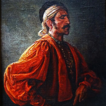 Painting titled "El Andaluz" by Alexandre Barberà-Ivanoff, Original Artwork, Oil Mounted on Wood Panel