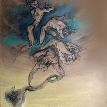 Rysunek zatytułowany „Les Anges du Sceptr…” autorstwa Alexandre Barberà-Ivanoff, Oryginalna praca, Węgiel drzewny