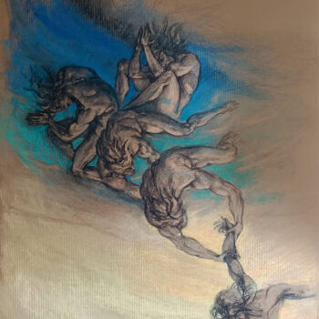 Рисунок под названием "Les Anges du Sceptr…" - Alexandre Barberà-Ivanoff, Подлинное произведение искусства, Древесный уголь