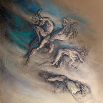 「Les Anges du Sceptr…」というタイトルの描画 Alexandre Barberà-Ivanoffによって, オリジナルのアートワーク, 木炭
