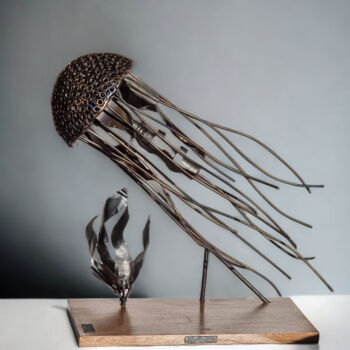 Sculpture titled "Elegance abyssalle" by Alexandre Codbessin, Original Artwork, Metals