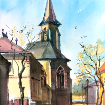 Painting titled "N°489 Guyancourt, Y…" by Alexandre Dumitrescu, Original Artwork, Watercolor