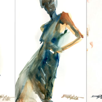 Painting titled "triptique N°540–N°5…" by Alexandre Dumitrescu, Original Artwork, Watercolor