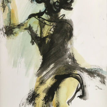 Painting titled "N°667 Dance" by Alexandre Dumitrescu, Original Artwork, Watercolor