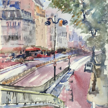 Painting titled "N°353 Paris. Avenue…" by Alexandre Dumitrescu, Original Artwork, Watercolor