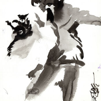 Painting titled "N°888 Saut avec le…" by Alexandre Dumitrescu, Original Artwork, Ink