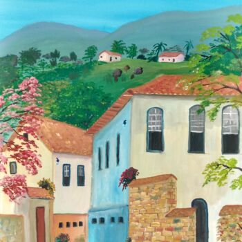 Painting titled "casario de Paraty" by Alexandre Germano, Original Artwork, Oil