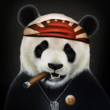 Zeichnungen mit dem Titel "Kung Fou Panda" von Alexandre Granger, Original-Kunstwerk, Pastell