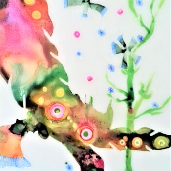 Schilderij getiteld "Lichens 2" door Alexandre H., Origineel Kunstwerk, Acryl Gemonteerd op Karton