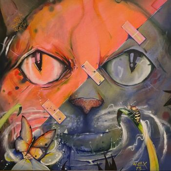 Painting titled "Le chat !!!" by Alexandre Iannantuoni, Original Artwork, Acrylic