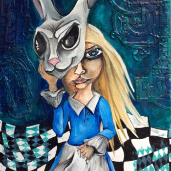 Painting titled "Alice est le lapin.…" by Alexandre Le Saint, Original Artwork, Acrylic