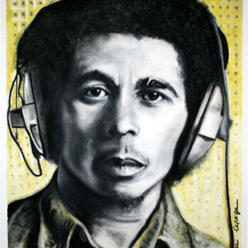 「Bob Marley」というタイトルの描画 Alexandre Lepageによって, オリジナルのアートワーク, パステル
