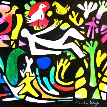Pintura titulada "Rêve aux oiseaux" por Alexandre Lepage, Obra de arte original, Acrílico
