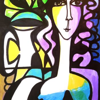 Painting titled "Violette" by Alexandre Lepage, Original Artwork, Acrylic