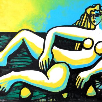 Pintura titulada "Au coucher du soleil" por Alexandre Lepage, Obra de arte original, Acrílico