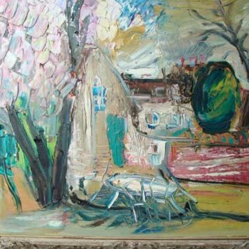 Peinture intitulée "vue de banlieue" par Alexandre Sacha Putov (1940-2008) Benezi, Œuvre d'art originale