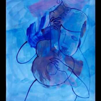 Painting titled "le musicien" by Alexandre Sacha Putov (1940-2008) Benezi, Original Artwork, Oil