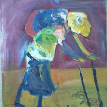 Schilderij getiteld "la vieille" door Alexandre Sacha Putov (1940-2008) Benezi, Origineel Kunstwerk
