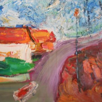 Painting titled ""La route qui monte…" by Alexandre Sacha Putov (1940-2008) Benezi, Original Artwork, Oil
