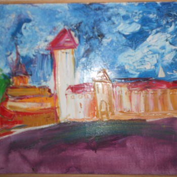 Peinture intitulée "Chateau de Romont" par Alexandre Sacha Putov (1940-2008) Benezi, Œuvre d'art originale
