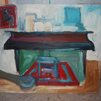 Ζωγραφική με τίτλο "Piano" από Alexandre Sacha Putov (1940-2008) Benezi, Αυθεντικά έργα τέχνης, Λάδι