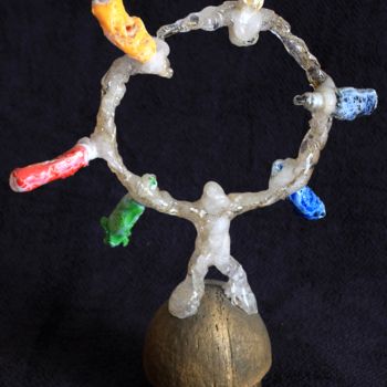 Skulptur mit dem Titel "The emotion juggler" von Alexandre Pinhel, Original-Kunstwerk, Kunststoff