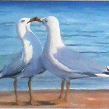 Peinture intitulée "seagulls" par Alexandrides, Œuvre d'art originale, Acrylique
