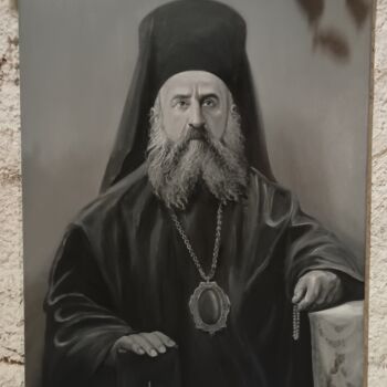 Painting titled "St.Nektarios of Aeg…" by Alexandrides, Original Artwork, Oil