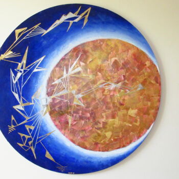 Painting titled "Lune&Soleil 222222" by Alexandrie Baquié, Original Artwork, Acrylic Mounted on Other rigid panel