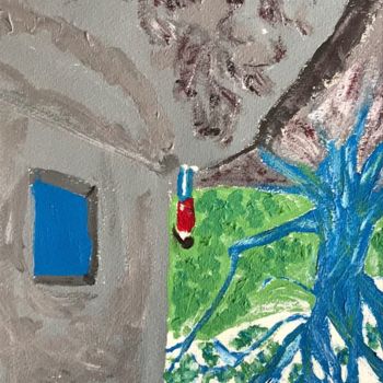 Schilderij getiteld "l'arbre bleu d'Agou…" door Alexandrina Leitao, Origineel Kunstwerk, Acryl