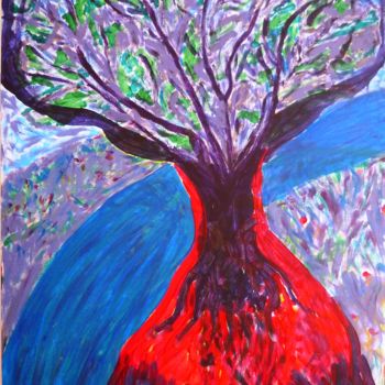 Peinture intitulée "arbre flamenco" par Alexandrina Leitao, Œuvre d'art originale, Acrylique