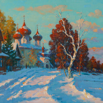Картина под названием "Kargopol. Evening" - Alexander Alexandrovsky, Подлинное произведение искусства, Масло