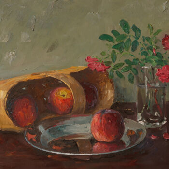 Painting titled "Peaches" by Alexander Alexandrovsky, Original Artwork, Oil