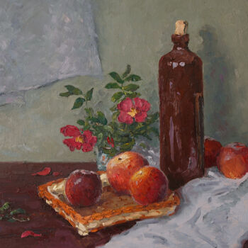 Painting titled "Rosehip and Apples" by Alexander Alexandrovsky, Original Artwork, Oil
