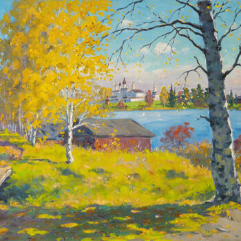 Painting titled "Village Ferapontovo…" by Alexander Alexandrovsky, Original Artwork, Oil