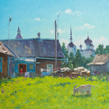 Painting titled "Solovetsky Yard. Su…" by Alexander Alexandrovsky, Original Artwork, Oil