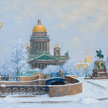 Painting titled "Blue Bridge. St.Pet…" by Alexander Alexandrovsky, Original Artwork, Oil