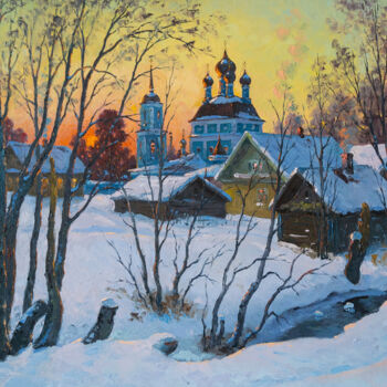 Malarstwo zatytułowany „Village Kravotyn, w…” autorstwa Alexander Alexandrovsky, Oryginalna praca, Olej