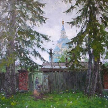 Peinture intitulée "The garden gate" par Alexander Alexandrovsky, Œuvre d'art originale