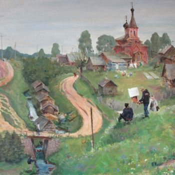 Картина под названием "Peredki village. At…" - Alexander Alexandrovsky, Подлинное произведение искусства