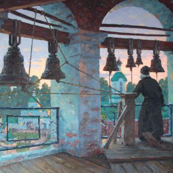 Malerei mit dem Titel "Murom. Belltower" von Alexander Alexandrovsky, Original-Kunstwerk, Öl