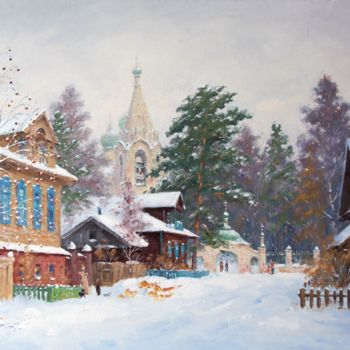 Painting titled "Svetlitsy village" by Alexander Alexandrovsky, Original Artwork, Oil