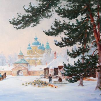 Painting titled "Konevets. Winter" by Alexander Alexandrovsky, Original Artwork, Oil