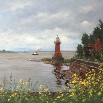 Картина под названием "Lighthouse at Fort" - Alexander Alexandrovsky, Подлинное произведение искусства, Масло