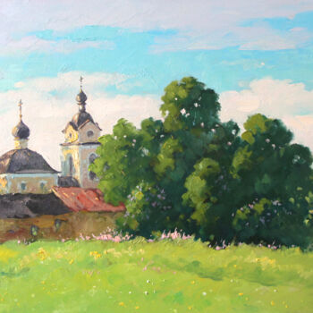 Schilderij getiteld "Konevets. Sunny day" door Alexander Alexandrovsky, Origineel Kunstwerk, Olie