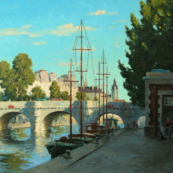 제목이 "Seine embankment"인 미술작품 Alexander Alexandrovsky로, 원작, 기름